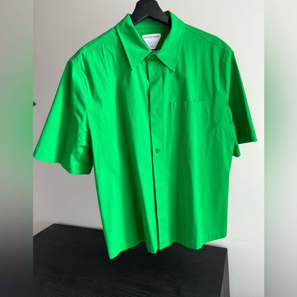 Bottega Veneta Short Sleeve Button Down - Parakeet Green - Size 48